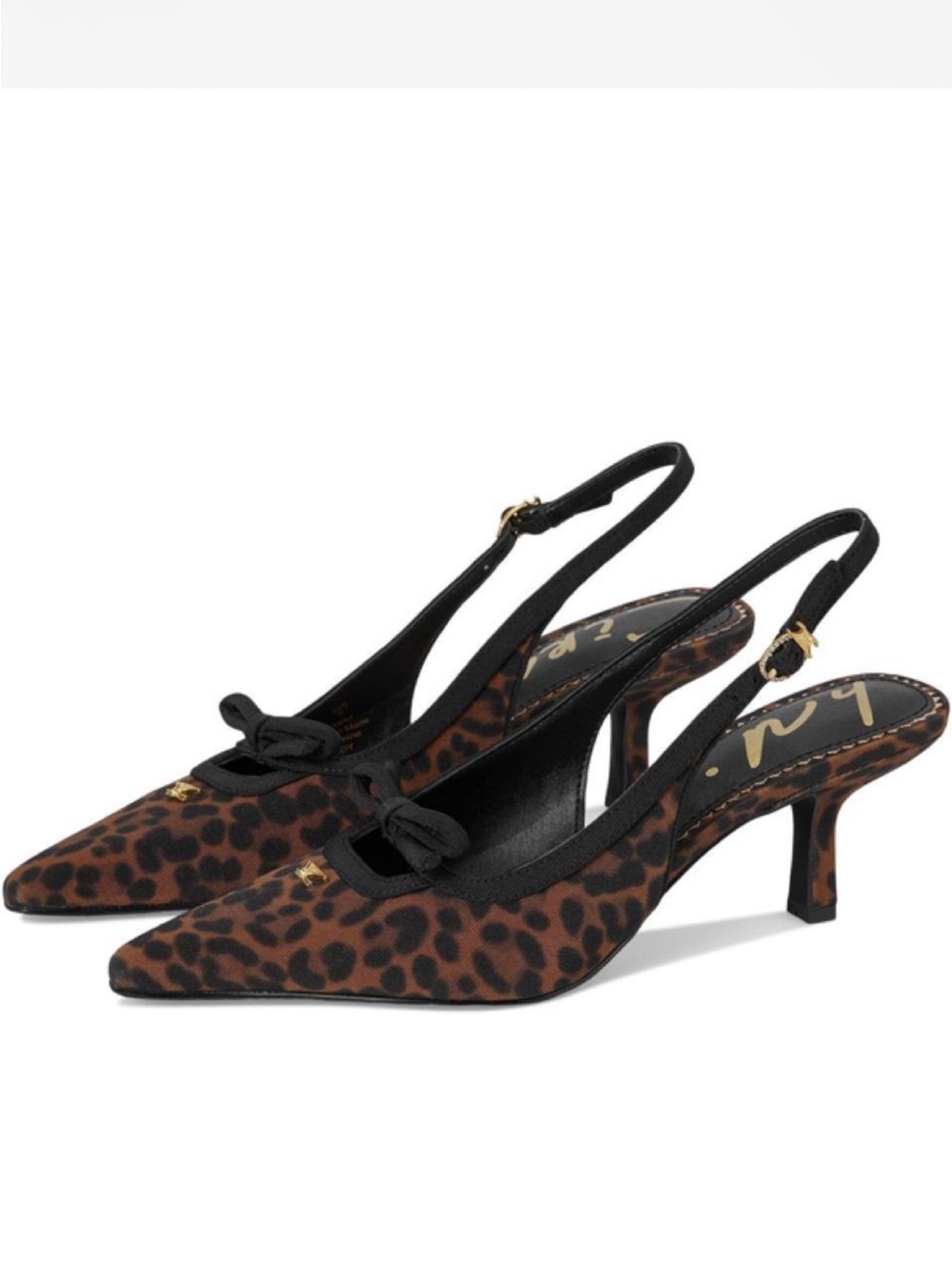 Circus NY Leopard Print Slingback Kitten Heel Pumps - Brown/Black